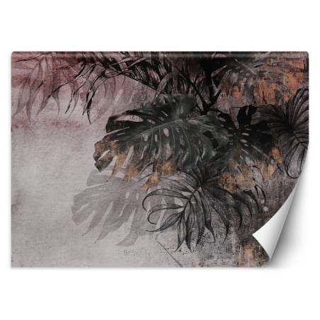 Fototapete - Monstera Palmen Blätter Beton 3D | Feeby