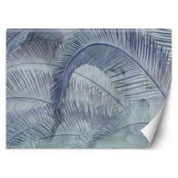 Modische Fototapete - 3D Palmenblätter Blau | Feeby