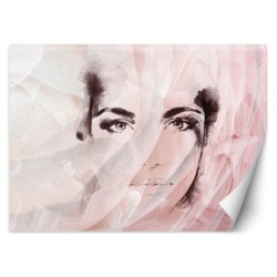 Moderne Fototapete - Weibliches Frau Gesicht Rosa | Feeby