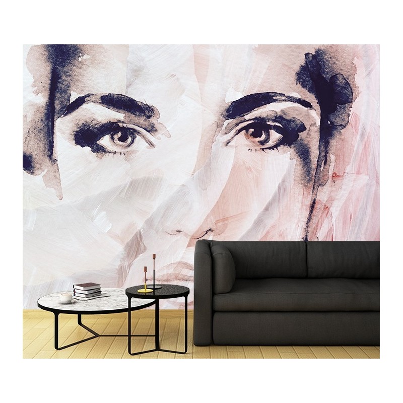 Modische Fototapete - Aquarell Frau Gesicht Abstrakt | Feeby