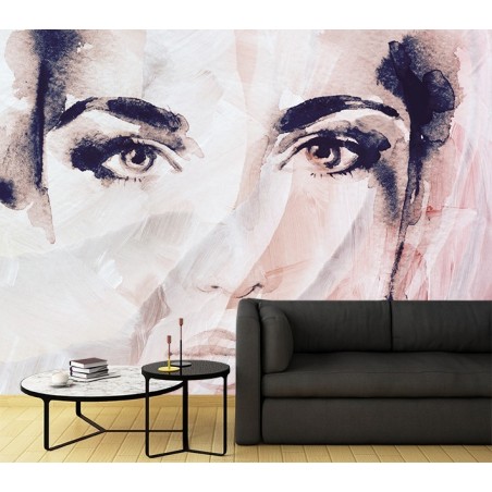 Modische Fototapete - Aquarell Frau Gesicht Abstrakt | Feeby