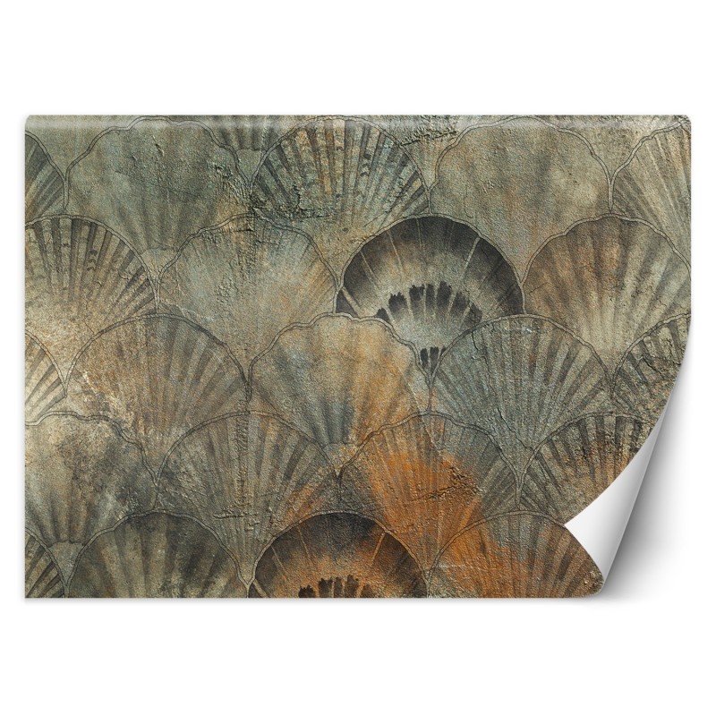 Moderne Fototapete - Muscheln Beton Grau | Feeby