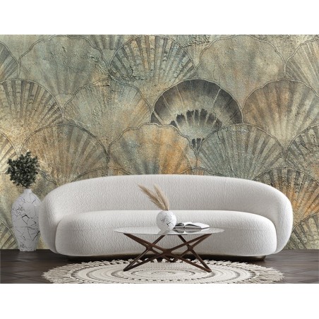 Moderne Fototapete - Muscheln Beton Grau | Feeby