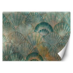 Modische Fototapete - Türkis Muscheln Beton | Feeby