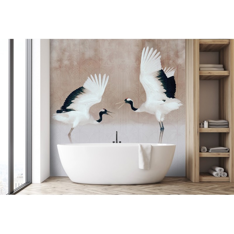 Moderne Fototapete - Reiher Vögel Beige | Feeby