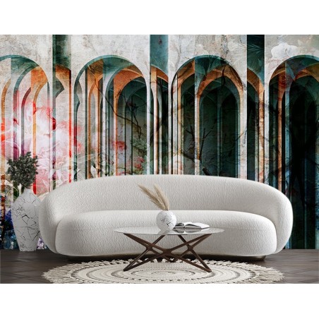 Modische Fototapete - Bunte Blumen Säulen | Feeby