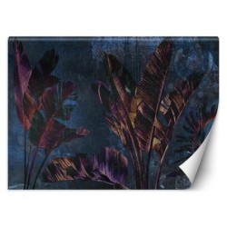 Moderne Fototapete - Bananen Blätter Violett Blau | Feeby