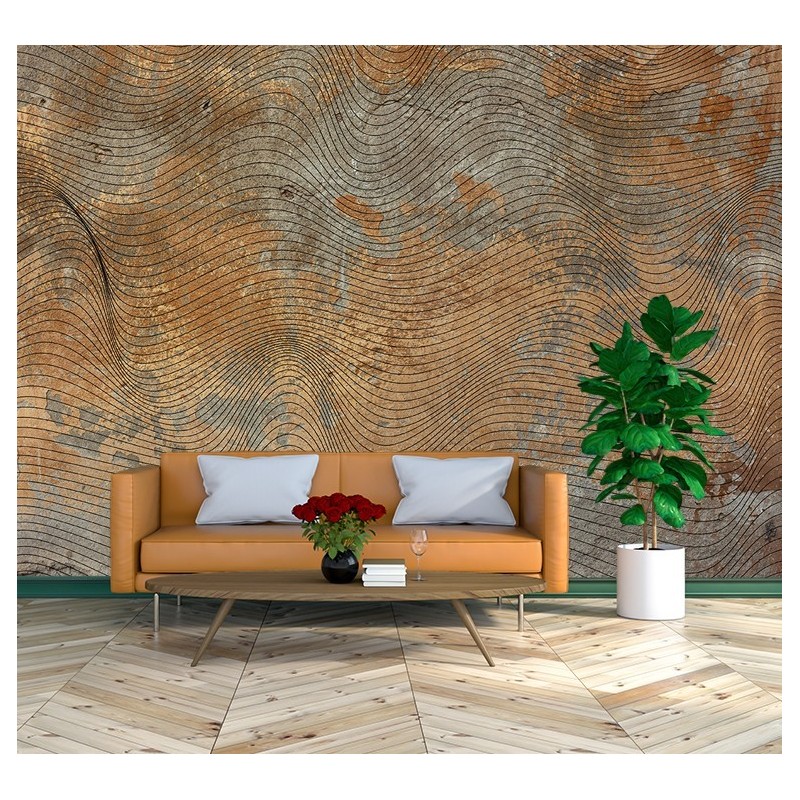 Modische Fototapete - Betonwand Mauer Struktur Gold | Feeby