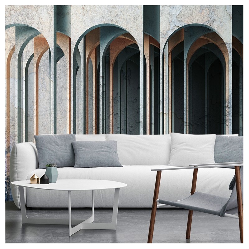 Modische Fototapete - Architektur Graue Kolumnen 3D | Feeby