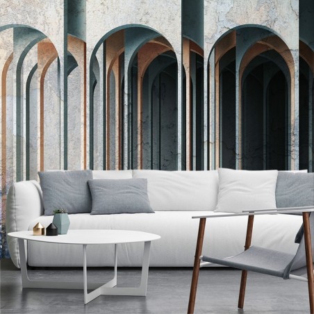 Modische Fototapete - Architektur Graue Kolumnen 3D | Feeby