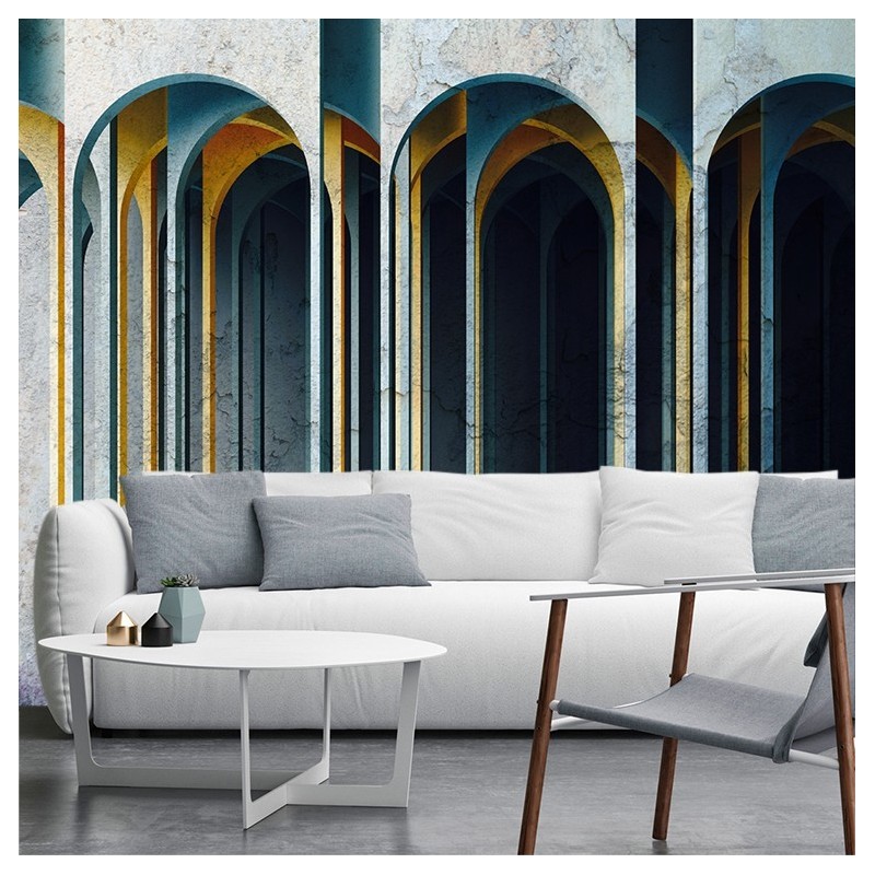 Stilvolle Fototapete - Beton Architektur Kolonnen 3D | Feeby