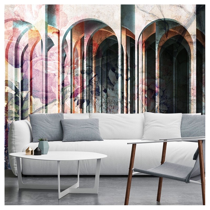 Fototapete - Säulen Bunte Blumen | Feeby