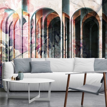 Fototapete - Säulen Bunte Blumen | Feeby