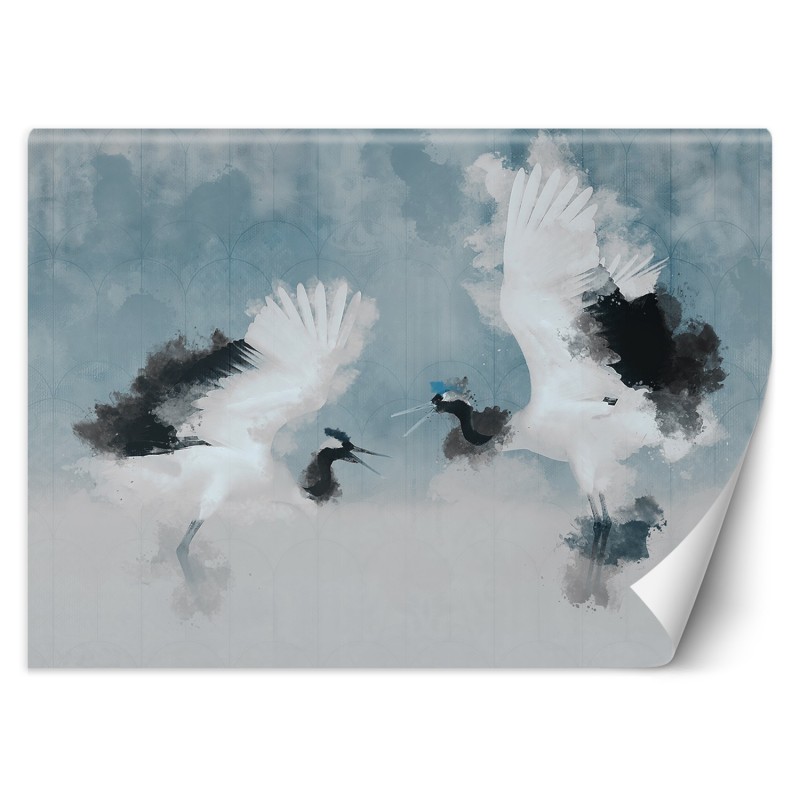 Fototapete - Kränen Vögel Abstrakt | Feeby