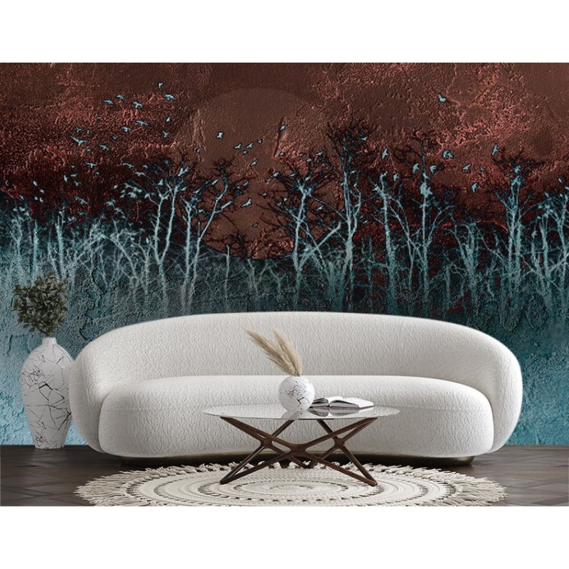 Moderne Fototapete - Abstrakt gemalte Baum | Feeby