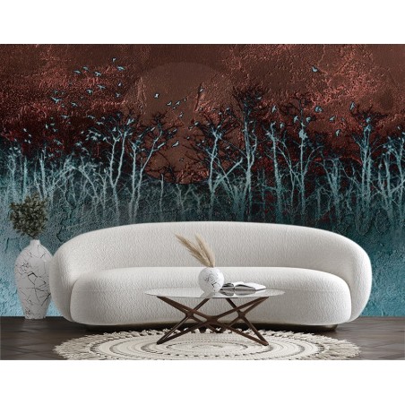 Moderne Fototapete - Abstrakt gemalte Baum | Feeby