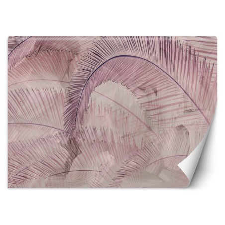 Stilvolle Fototapete - 3D Palmenblätter Beton Rosa | Feeby