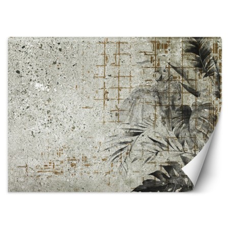 Fototapete - Monstera Blätter Betonoptik Mauer | Feeby