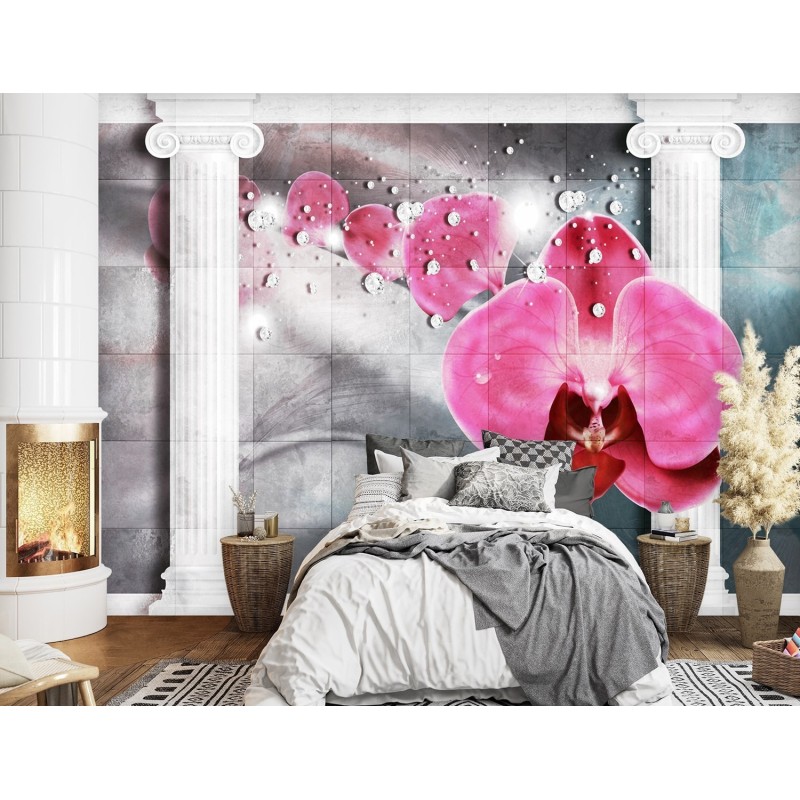 Fototapete - Blumen Orchidee 3D Säulen | Feeby