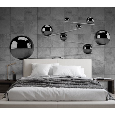 Fototapete - Beton Kugeln Optisch Silber 3D Effekt | Feeby
