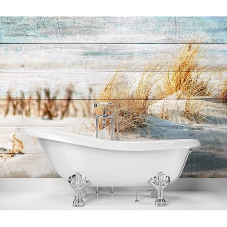 Fototapete - Dielen Seegras Sand Retro | Feeby