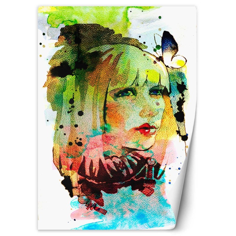 Fototapete - Bunt Frau Porträt Aquarell | Feeby