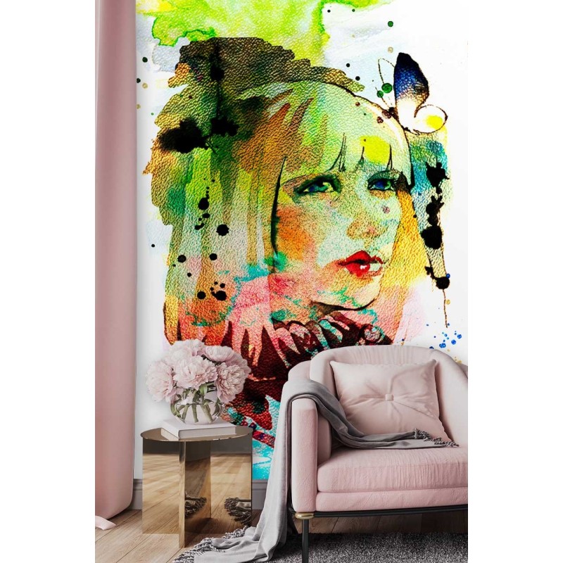 Fototapete - Bunt Frau Porträt Aquarell | Feeby