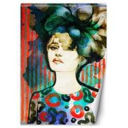 Modische Fototapete - Frau mit Hut | Feeby