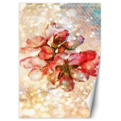 Moderne Fototapete - Rote Kirschblüten | Feeby