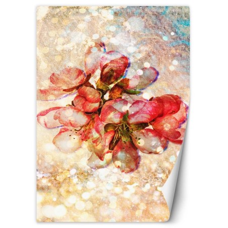 Moderne Fototapete - Rote Kirschblüten | Feeby