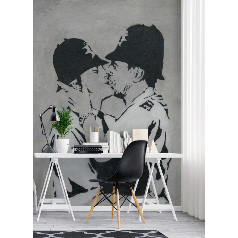 Fototapete - Banksy Küssende Polizisten Graffiti | Feeby