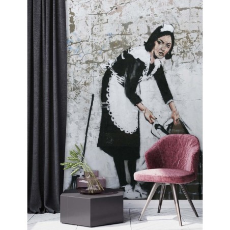 Moderne Fototapete - Banksy Maid Street Art | Feeby