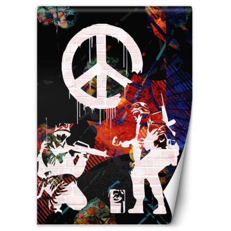 Stilvolle Fototapete - Banksy Graffiti Krieg Frieden | Feeby