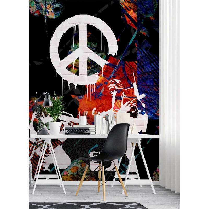 Stilvolle Fototapete - Banksy Graffiti Krieg Frieden | Feeby
