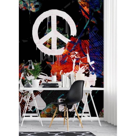 Stilvolle Fototapete - Banksy Graffiti Krieg Frieden | Feeby