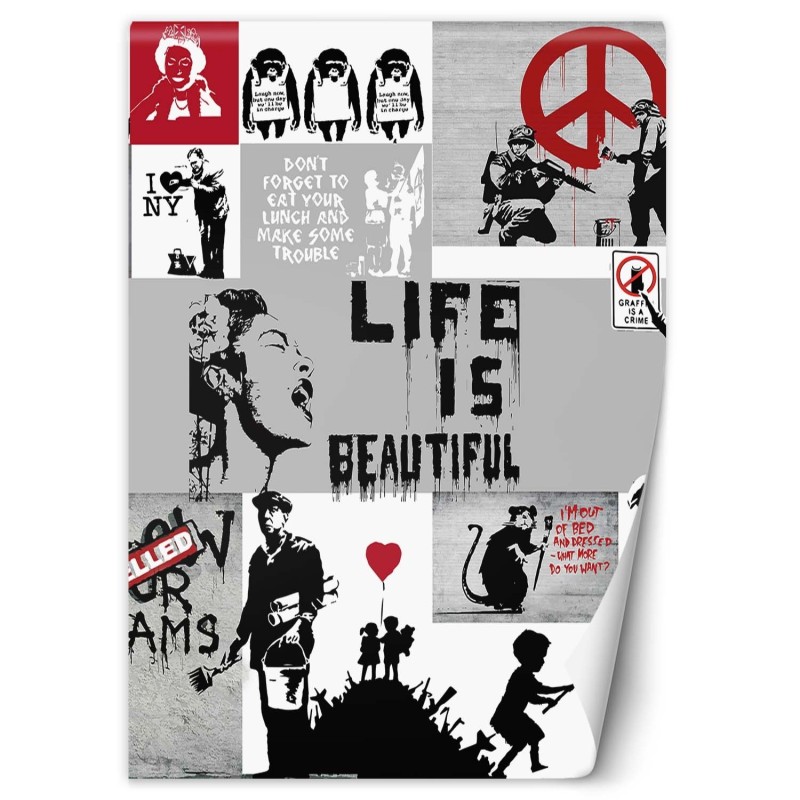 Moderne Fototapete - Banksy-Collage | Feeby