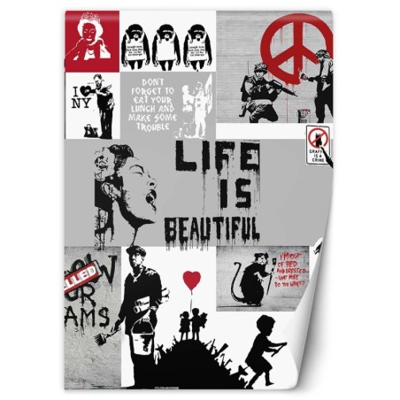 Moderne Fototapete - Banksy-Collage | Feeby