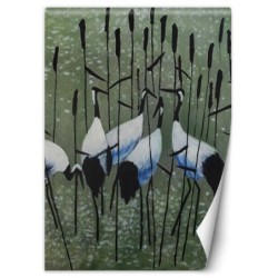 Modische Fototapete - Reiher auf einer Wiese | Feeby