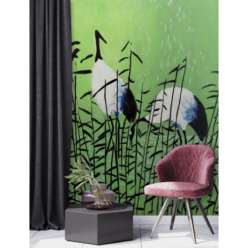 Stilvolle Fototapete - Reiher wie von Hand gemalt | Feeby