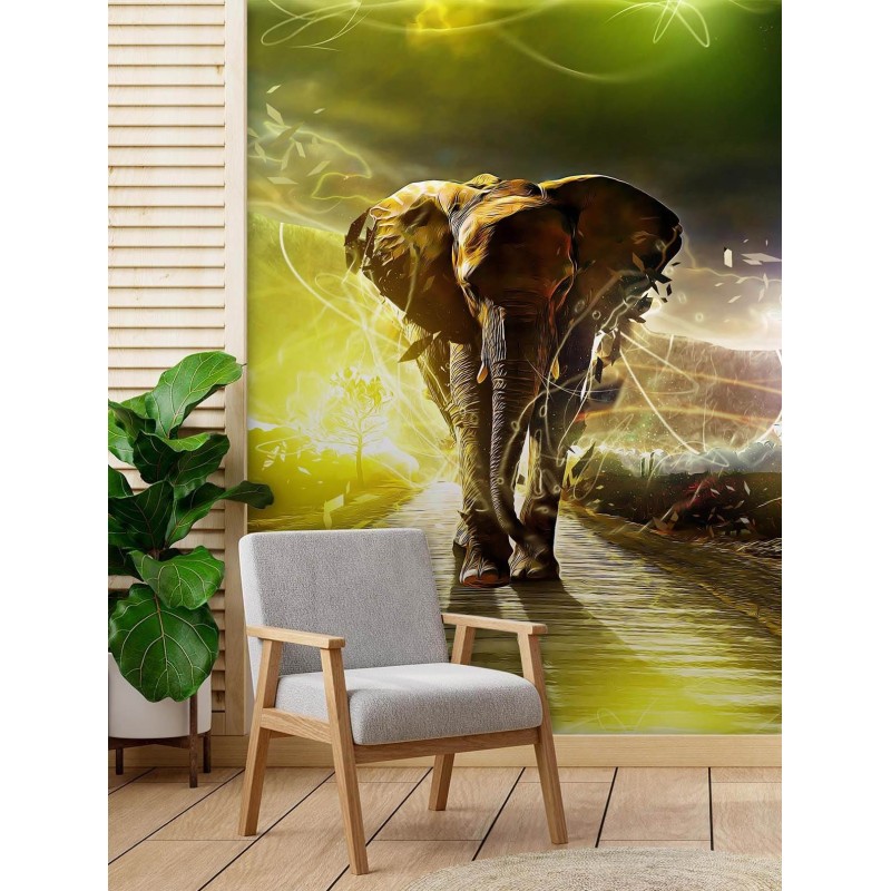 Moderne Fototapete - Neon Elefant Tier | Feeby