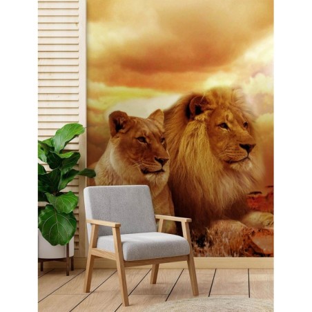 Fototapete - Katzen Löwenpaar Tiere | Feeby
