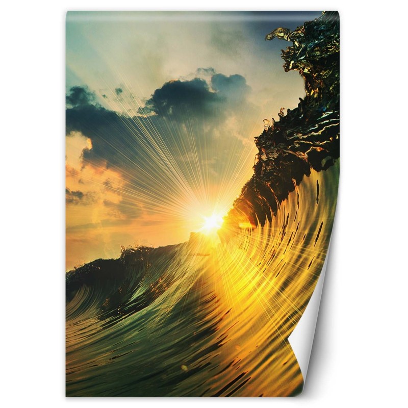 Stilvolle Fototapete - Die Sonne durch die Wellen | Feeby