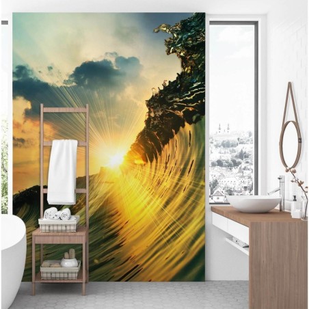 Stilvolle Fototapete - Die Sonne durch die Wellen | Feeby