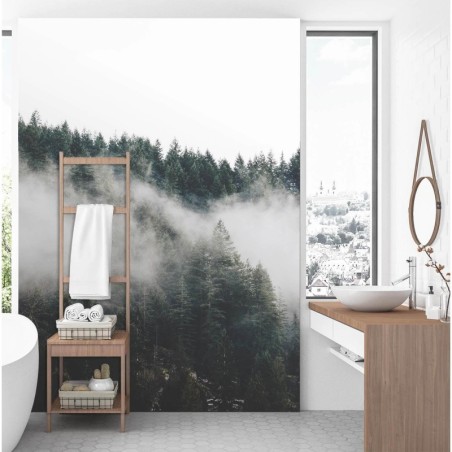 Fototapete - Wald im Nebel Bergen | Feeby