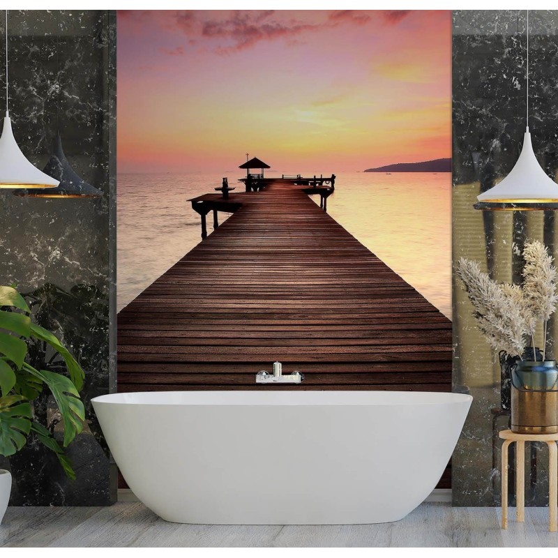 Fototapete - Sonnenuntergang und die Brücke | Feeby