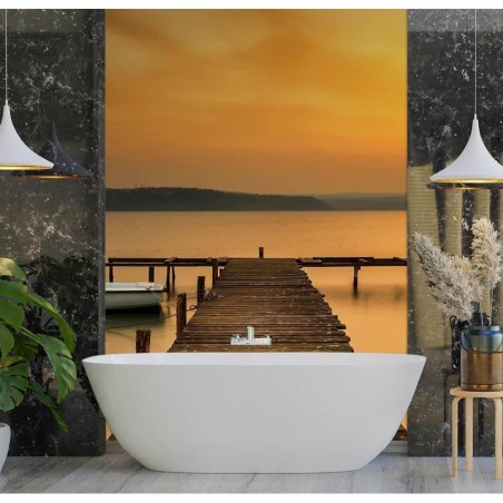 Fototapete - Brücke bei Sonnenuntergang | Feeby