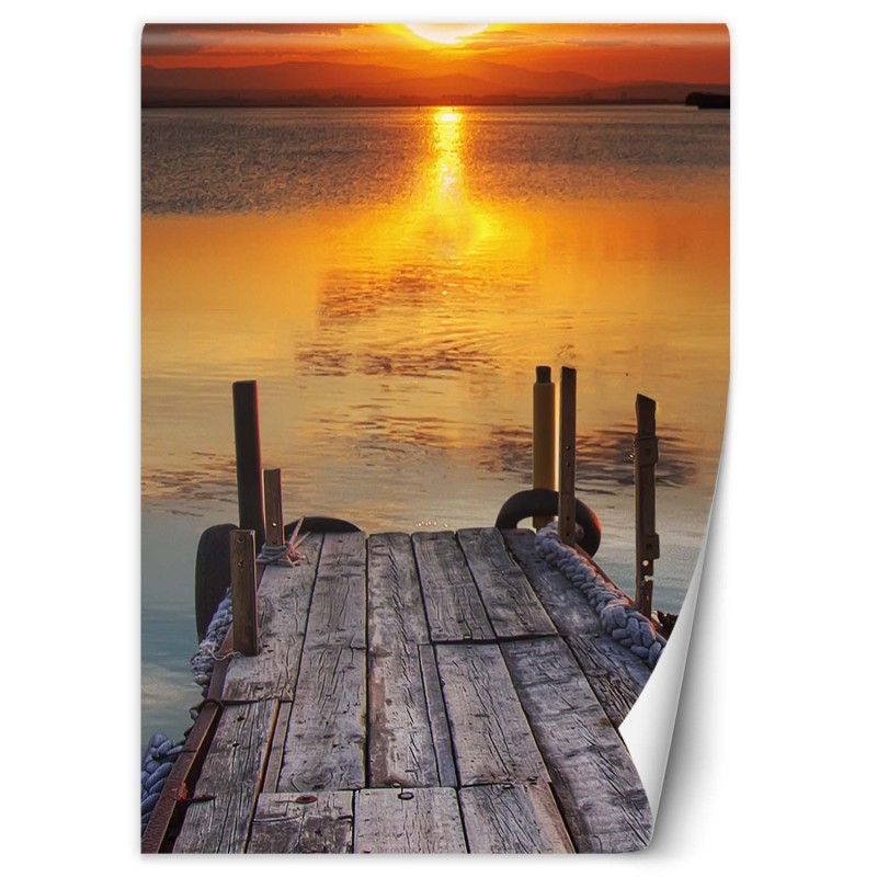 Moderne Fototapete - Floß bei Sonnenuntergang | Feeby