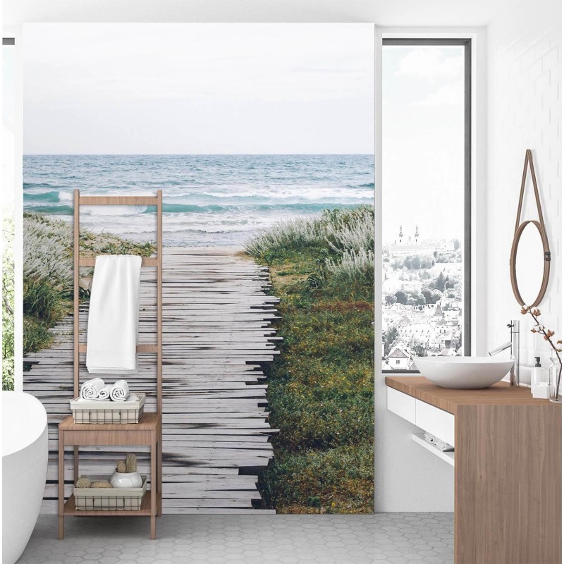 Fototapete - Fußgängerbrücke am Meer | Feeby