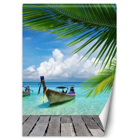 Moderne Fototapete - Boot am Meeresufer | Feeby