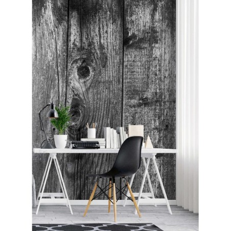 Fototapete - Schwarz weiß Holz Bretter | Feeby